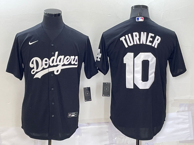 Men's Los Angeles Dodgers #10 Justin Turner Black Cool Base Stitched Jersey Men's Los Angeles Dodgers #10 Justin Turner Black Cool Base Stitched Jersey